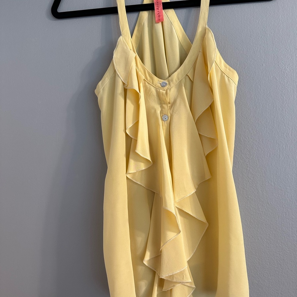 Eight Sixty Yellow Ruffle Tank Top